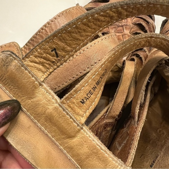 BED|STU Sandals Woven Leather Closed pointy Toe Ankle Buckle Brown booties 7 - Picture 5 of 16